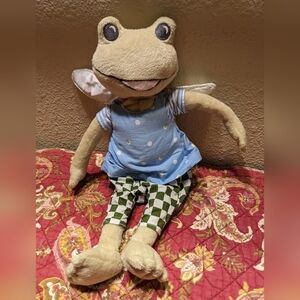 Green Frog Fairy Plush Wings Checked Whimsical Ikea Fabler Groda Rare